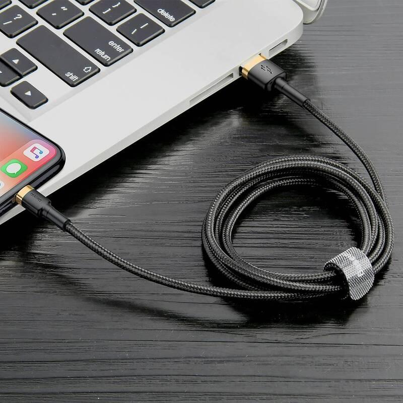 Kabel Baseus Cafule USB Lightning, 0,5m černý zlatý