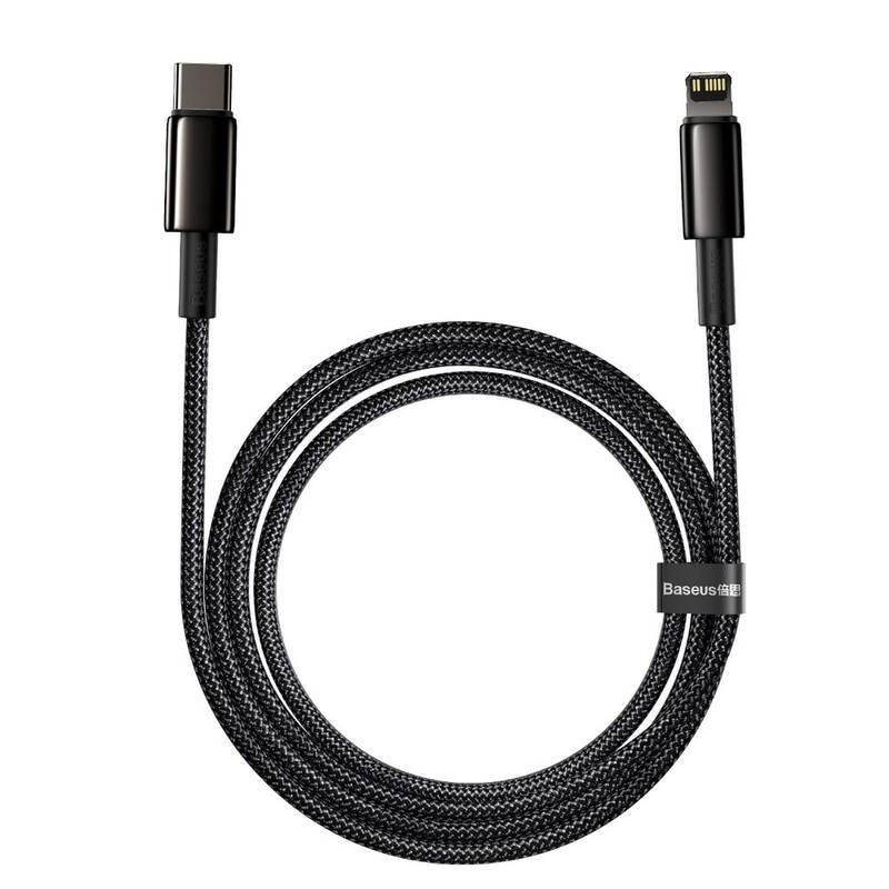Kabel Baseus Tungsten Gold USB-C Lightning PD 20W 2m černý