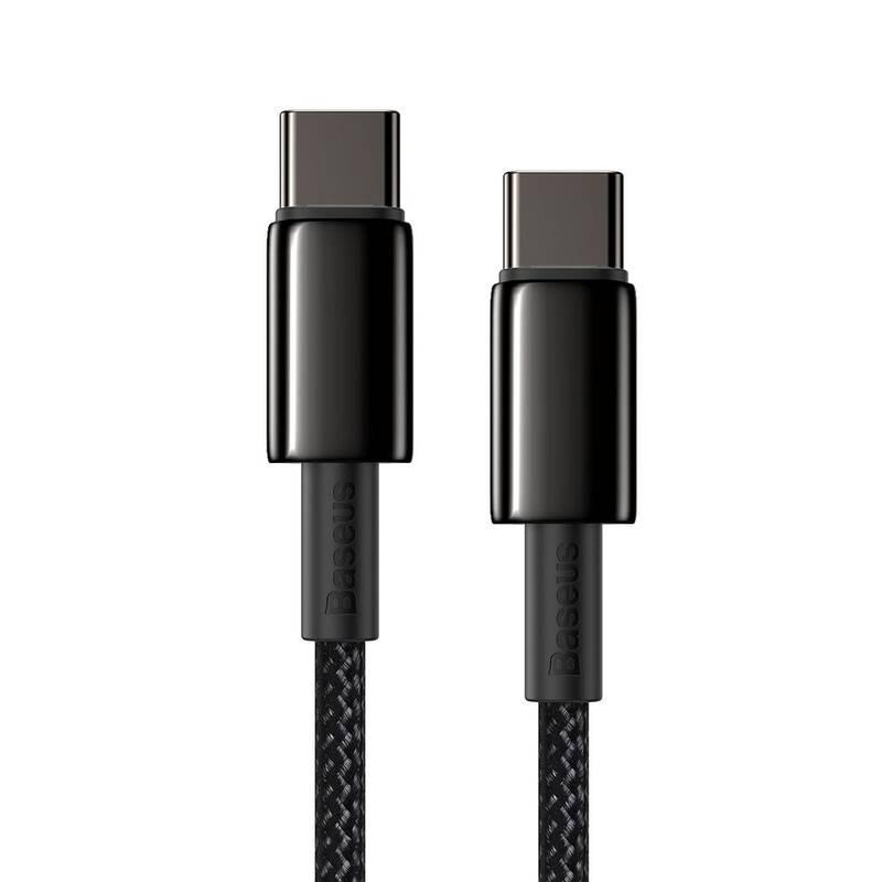 Kabel Baseus Tungsten Gold USB-C USB-C, 100W, 1m černý, Kabel, Baseus, Tungsten, Gold, USB-C, USB-C, 100W, 1m, černý