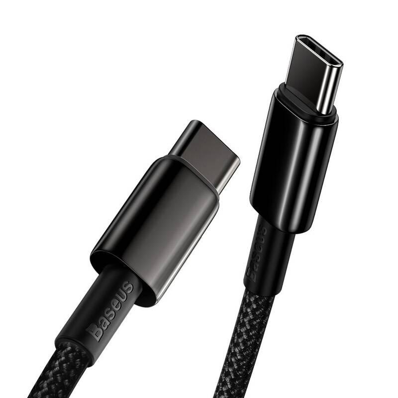 Kabel Baseus Tungsten Gold USB-C USB-C, 100W, 1m černý