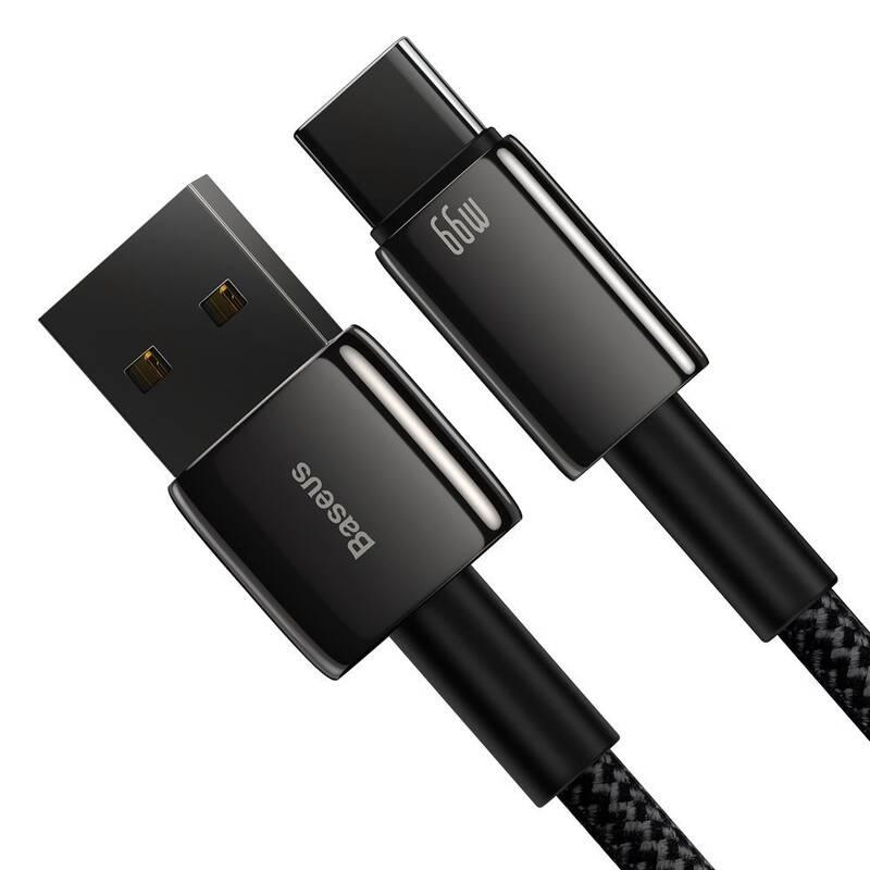 Kabel Baseus Tungsten Gold USB USB-C, 66W, 1m černý, Kabel, Baseus, Tungsten, Gold, USB, USB-C, 66W, 1m, černý