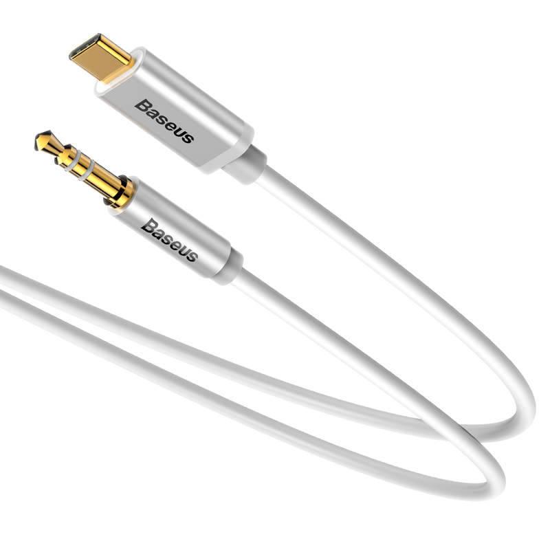 Kabel Baseus Yiven Series USB-C 3,5mm Jack 1,2m stříbrný, Kabel, Baseus, Yiven, Series, USB-C, 3,5mm, Jack, 1,2m, stříbrný