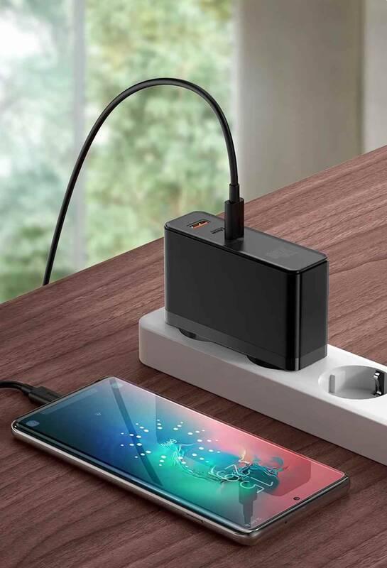 Nabíječka do sítě Baseus GaN Mini USB, 2x USB-C, 120W USB-C kabel 1m černá