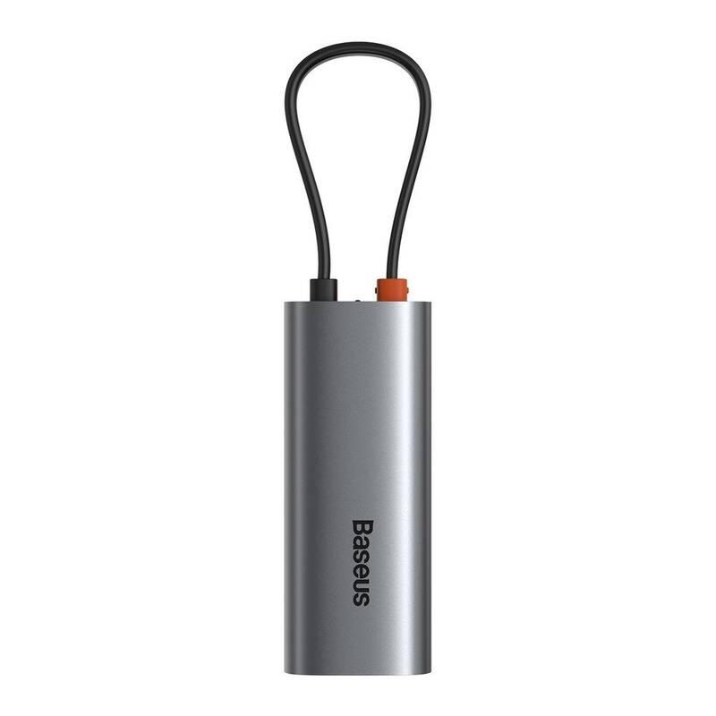 Síťová karta Baseus Steel Cannon USB, USB-C RJ45 šedá