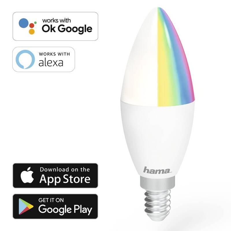 Chytrá žárovka Hama SMART WiFi LED, E14, 4,5 W, RGB, stmívatelná, Chytrá, žárovka, Hama, SMART, WiFi, LED, E14, 4,5, W, RGB, stmívatelná