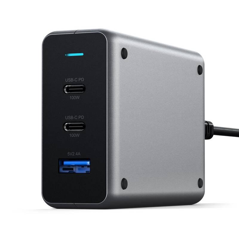 Nabíječka do sítě Satechi USB-C PD Compact GAN 100W 1xUSB, 2x USB-C PD šedá, Nabíječka, do, sítě, Satechi, USB-C, PD, Compact, GAN, 100W, 1xUSB, 2x, USB-C, PD, šedá