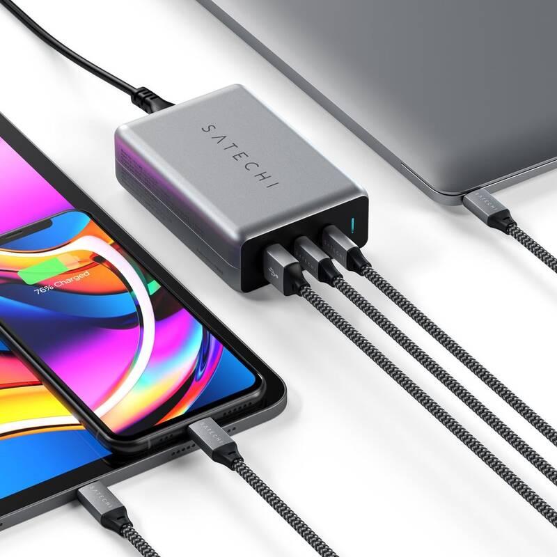 Nabíječka do sítě Satechi USB-C PD Compact GAN 100W 1xUSB, 2x USB-C PD šedá