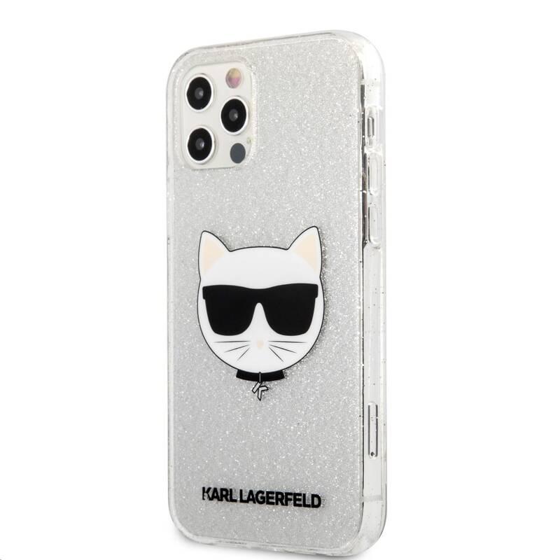 Kryt na mobil Karl Lagerfeld Choupette Head Glitter na Apple iPhone 12 12 Pro stříbrný, Kryt, na, mobil, Karl, Lagerfeld, Choupette, Head, Glitter, na, Apple, iPhone, 12, 12, Pro, stříbrný