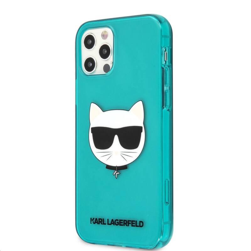 Kryt na mobil Karl Lagerfeld Choupette Head na Apple iPhone 12 12 Pro modrý