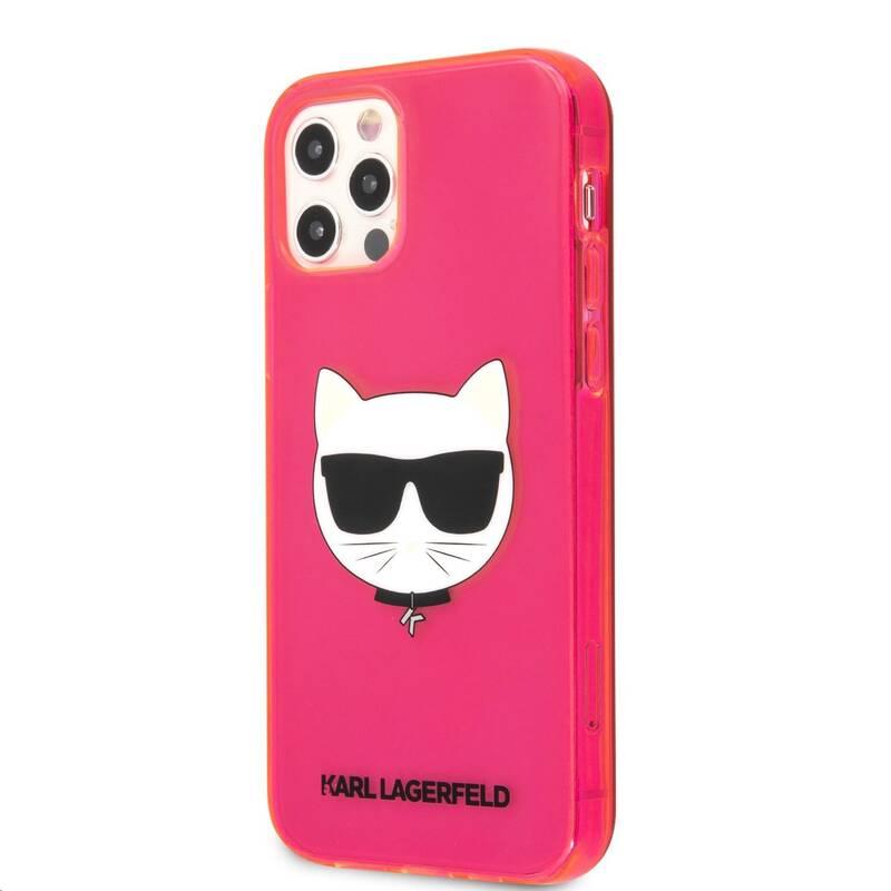 Kryt na mobil Karl Lagerfeld Choupette Head na Apple iPhone 12 12 Pro růžový