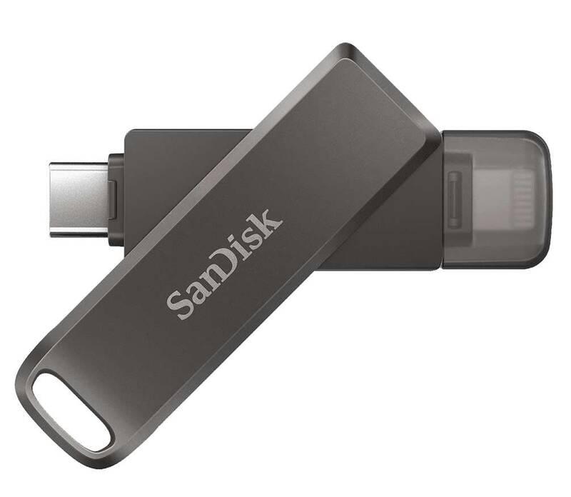 USB Flash SanDisk iXpand Luxe 128GB, USB-C Lightning šedý