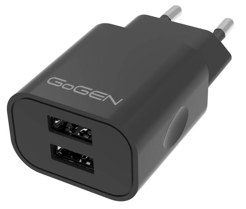 Nabíječka do sítě GoGEN ACH 205 C, 2x USB 2A USB-C kabel 1m černá