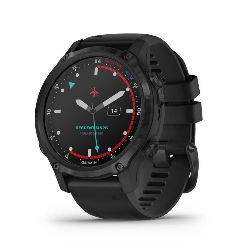 GPS hodinky Garmin Descent Mk2S - Sapphire Carbon Grey DLC Silicone Black Band