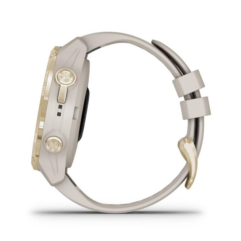 GPS hodinky Garmin Descent Mk2S - Sapphire Light Gold Silicone Light Sand Band