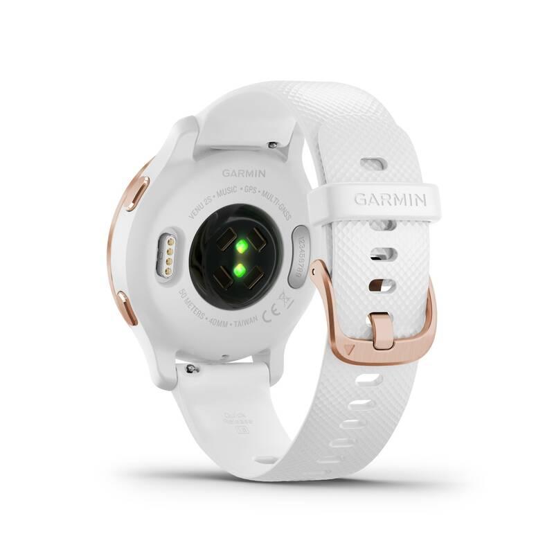 GPS hodinky Garmin Venu2S - Rose Gold White Leather Band