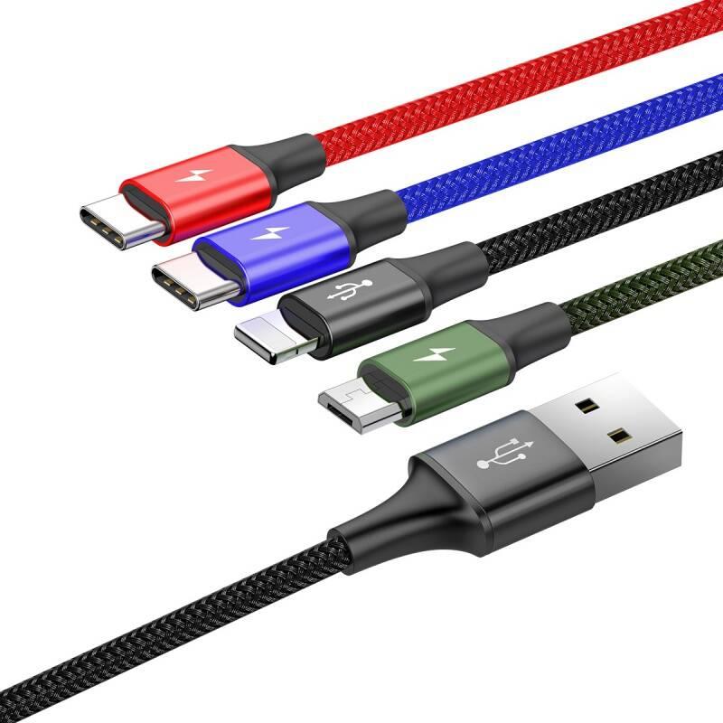 Kabel Baseus 4v1, USB 2x USB-C, Lightning, Micro USB, 1,2m černý