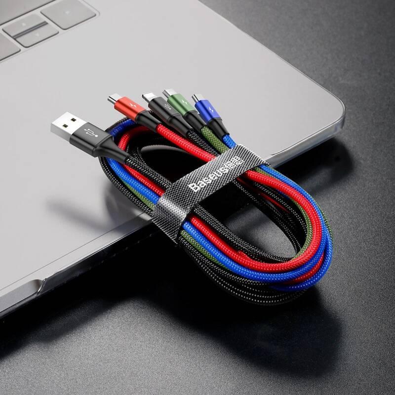 Kabel Baseus 4v1, USB 2x USB-C, Lightning, Micro USB, 1,2m černý, Kabel, Baseus, 4v1, USB, 2x, USB-C, Lightning, Micro, USB, 1,2m, černý