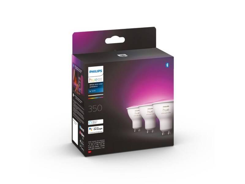 Žárovka LED Philips Hue Bluetooth, 4,3W, GU10, White and Color Ambiance, 3ks
