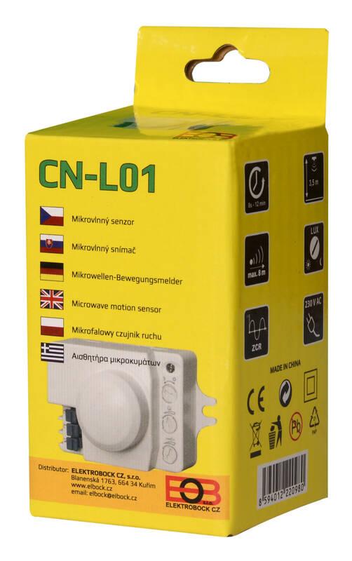 Detektor pohybu Elektrobock CN-L01, mikrovlnné čidlo bílý, Detektor, pohybu, Elektrobock, CN-L01, mikrovlnné, čidlo, bílý