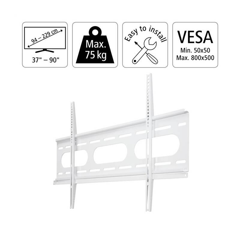 Držák TV Hama NEXT Light, pevný, pro úhlopříčky 37" až 90", nosnost 75 kg bílý