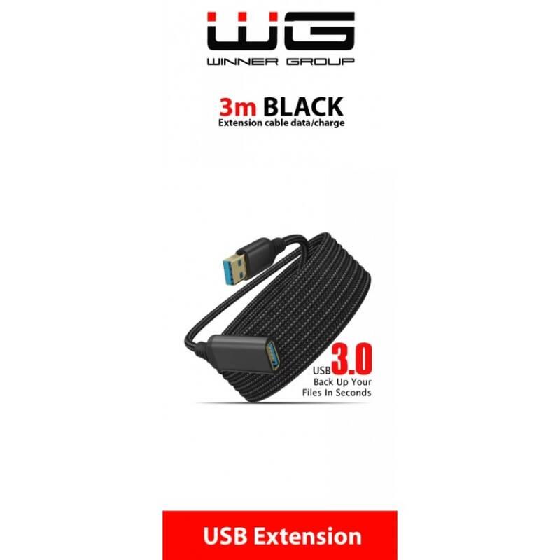 Kabel WG USB USB prodlužovací, 3m černý, Kabel, WG, USB, USB, prodlužovací, 3m, černý