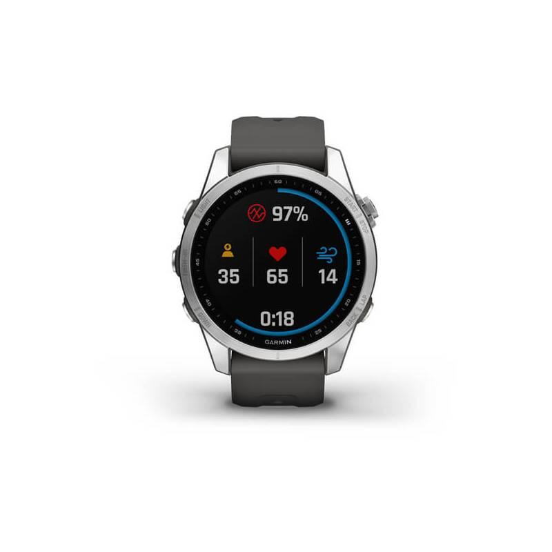 GPS hodinky Garmin fenix 7S PRO Glass - Silver Graphite Silicone Band, GPS, hodinky, Garmin, fenix, 7S, PRO, Glass, Silver, Graphite, Silicone, Band