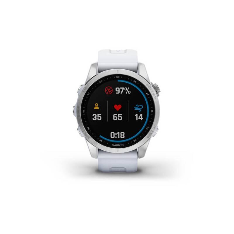 GPS hodinky Garmin fenix 7S PRO Glass - Silver White Silicone Band