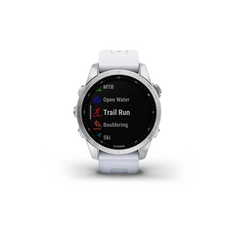 GPS hodinky Garmin fenix 7S PRO Glass - Silver White Silicone Band