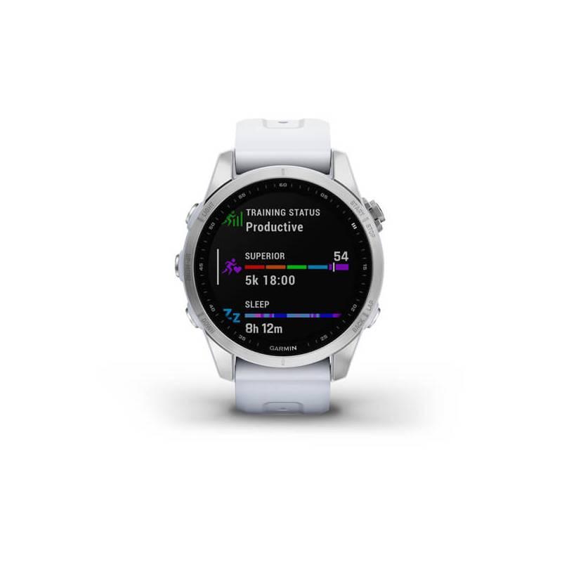 GPS hodinky Garmin fenix 7S PRO Glass - Silver White Silicone Band