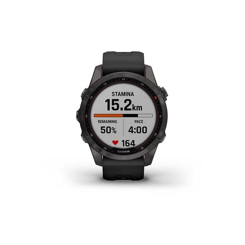 GPS hodinky Garmin fenix 7S PRO Sapphire Solar - Titan Carbon Gray Black Silicone Band, GPS, hodinky, Garmin, fenix, 7S, PRO, Sapphire, Solar, Titan, Carbon, Gray, Black, Silicone, Band