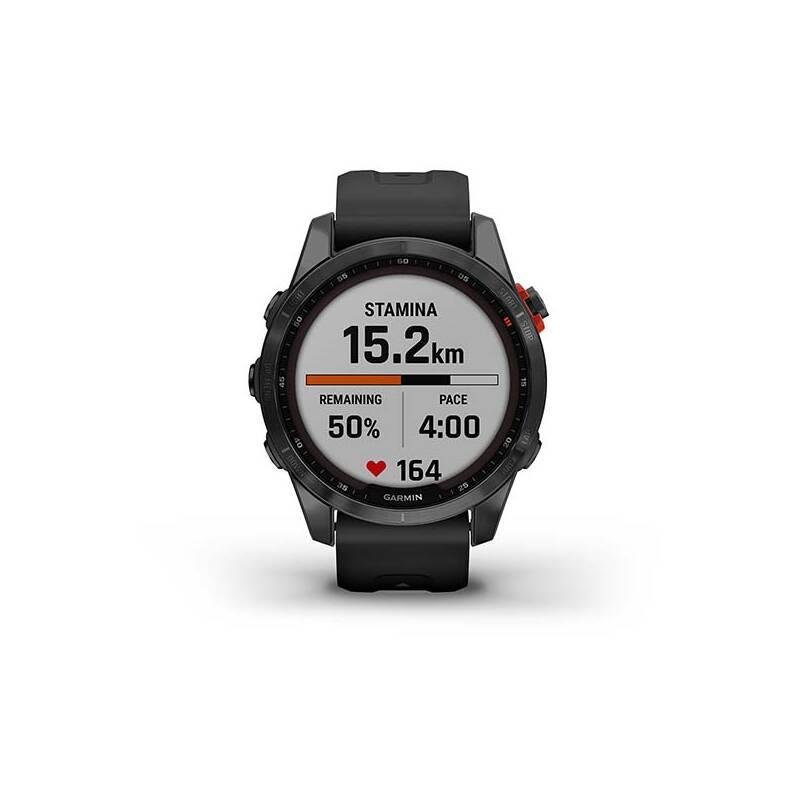 GPS hodinky Garmin fenix 7S PRO Solar - Gray Black Silicone Band