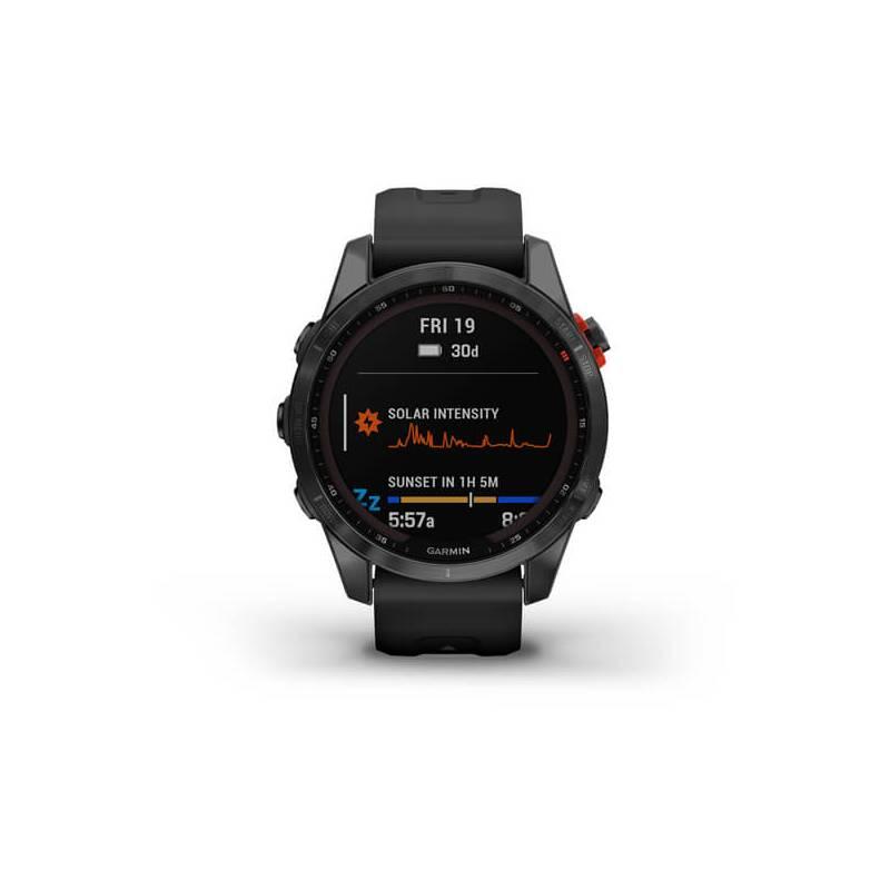 GPS hodinky Garmin fenix 7S PRO Solar - Gray Black Silicone Band