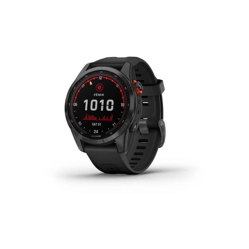 GPS hodinky Garmin fenix 7S PRO Solar - Gray Black Silicone Band