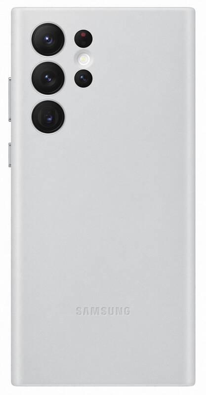 Kryt na mobil Samsung Leather Cover na Galaxy S22 Ultra šedý