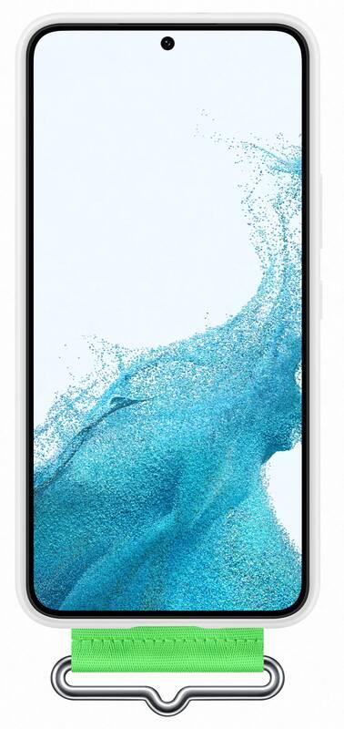 Kryt na mobil Samsung Silicone Cover s poutkem na Galaxy S22 bílý