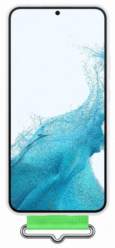 Kryt na mobil Samsung Silicone Cover s poutkem na Galaxy S22 bílý