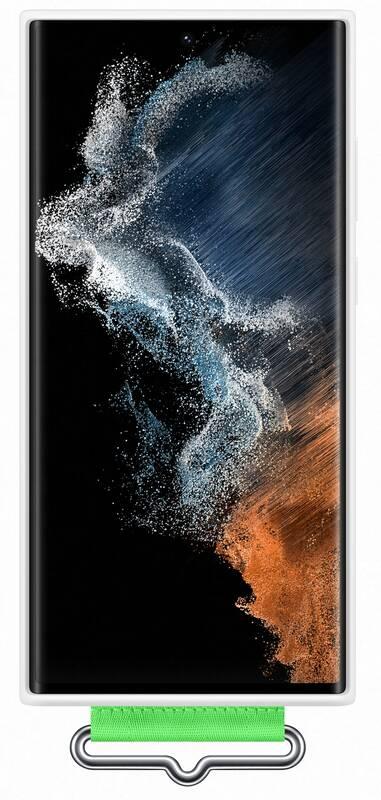 Kryt na mobil Samsung Silicone Cover s poutkem na Galaxy S22 Ultra bílý