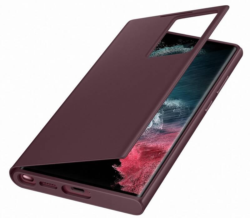 Pouzdro na mobil flipové Samsung Clear View na Galaxy S22 Ultra červené