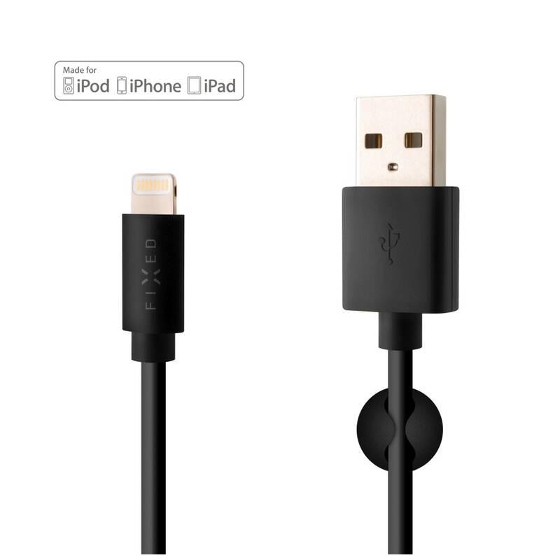 Kabel FIXED USB Lightning, MFI, 1m černý
