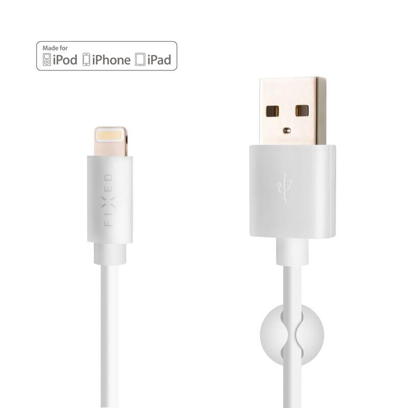 Kabel FIXED USB Lightning, MFI, 2m bílý