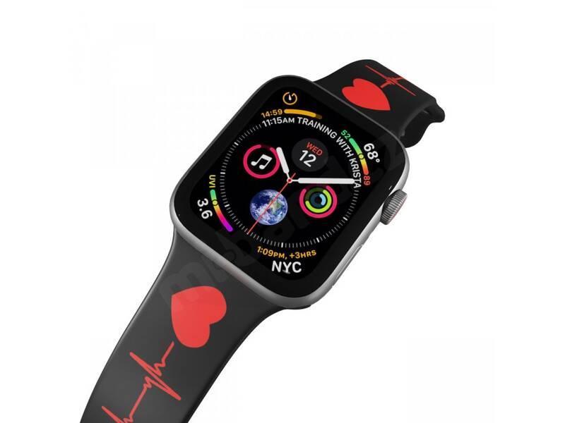 Řemínek Mi-Band na Apple Watch 38 40 41 mm - motiv EKG, černý, Řemínek, Mi-Band, na, Apple, Watch, 38, 40, 41, mm, motiv, EKG, černý