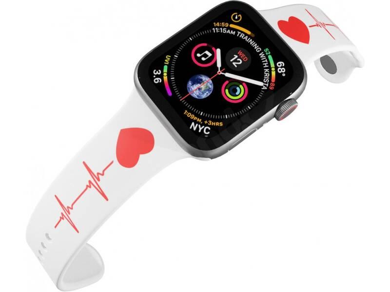 Řemínek Mi-Band na Apple Watch 42 44 45 mm - motiv EKG, bílý, Řemínek, Mi-Band, na, Apple, Watch, 42, 44, 45, mm, motiv, EKG, bílý