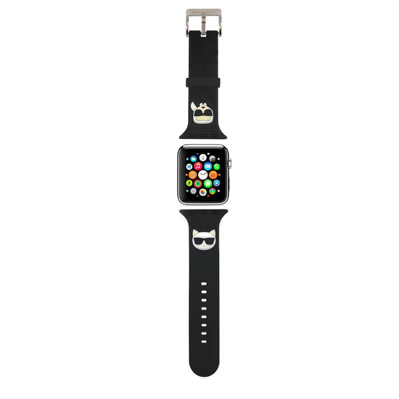 Řemínek Karl Lagerfeld Karl and Choupette na Apple Watch 38 40 41mm černý