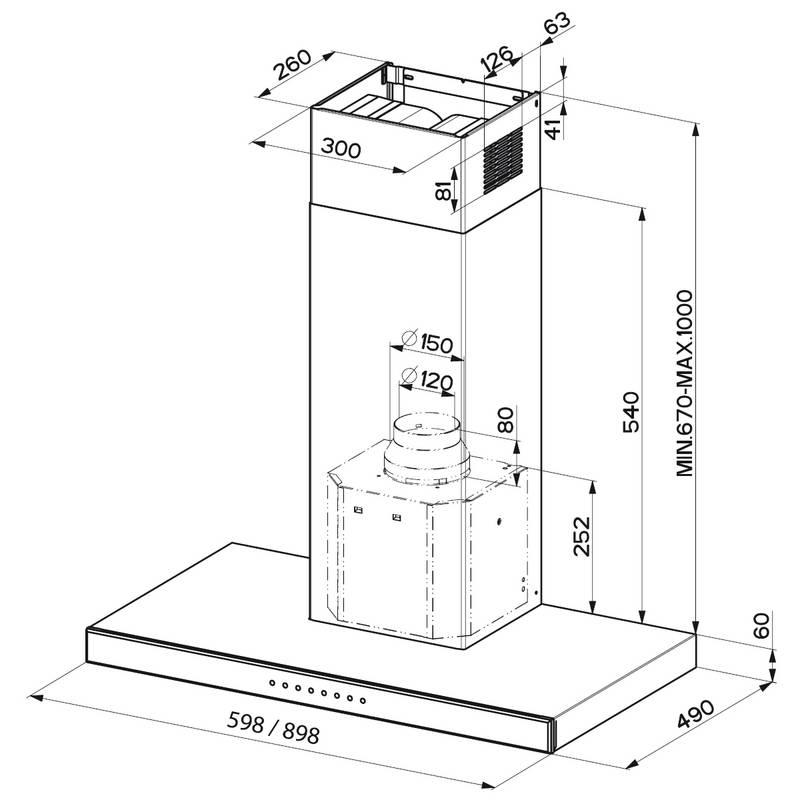 Odsavač par Faber STILUX EV8 X V A60 nerez sklo