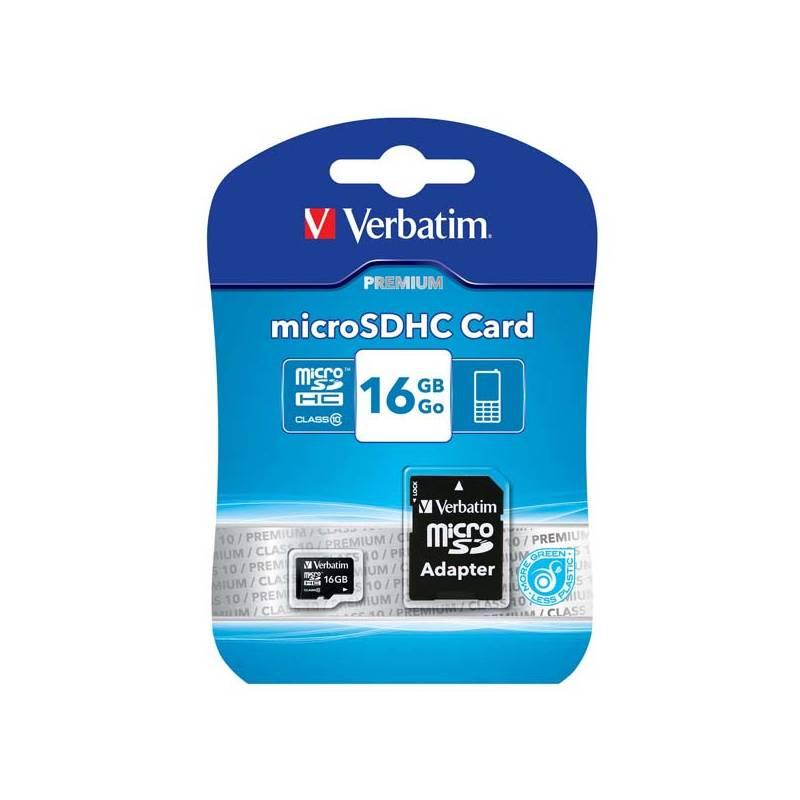 Paměťová karta Verbatim micro SDHC 16GB Class 10 adapter, Paměťová, karta, Verbatim, micro, SDHC, 16GB, Class, 10, adapter