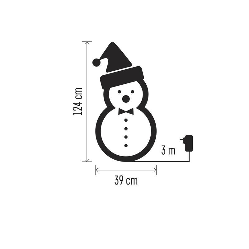 LED dekorace EMOS 120 LED vánoční sněhulák ratanový, 124 cm, vnitřní, studená bílá, časovač