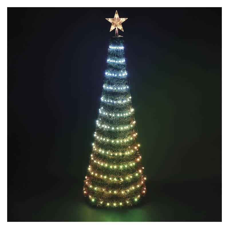 LED dekorace EMOS 244 LED vánoční stromek se světelným řetězem a hvězdou, 1,5 m, vnitřní, ovladač, časovač, RGB