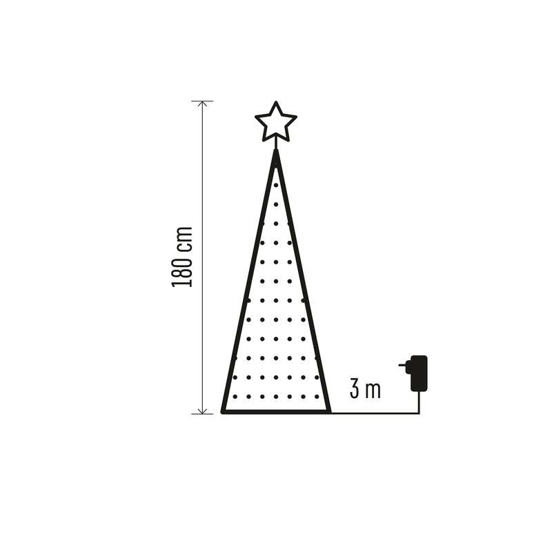 LED dekorace EMOS 314 LED vánoční stromek se světelným řetězem a hvězdou, 1,8 m, vnitřní, RGB, ovladač, časovač
