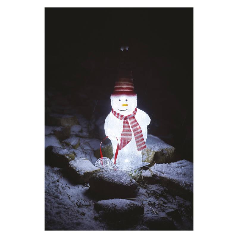 LED dekorace EMOS 40 LED vánoční sněhulák s čepicí a šálou, 46 cm, venkovní i vnitřní, studená bílá