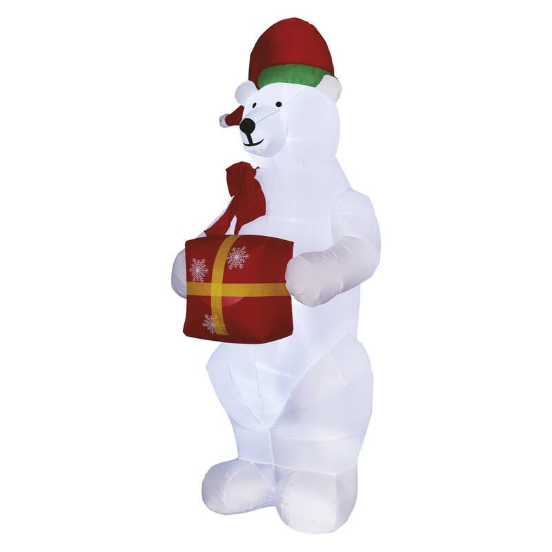 LED dekorace EMOS lední medvěd s vánočním dárkem, nafukovací, 240 cm, venkovní i vnitřní, studená bílá
